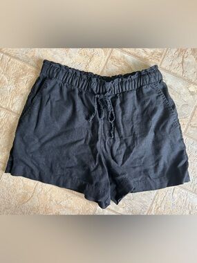 GAP Women’s Size Small Shorts, Linen Blend Black Drawstring